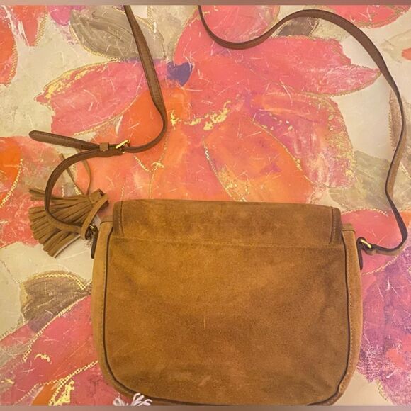 🛍️Lauren Ralph Anaville nutmeg leather suede saddle 💼 bag 🎀Purse - Picture 3 of 14